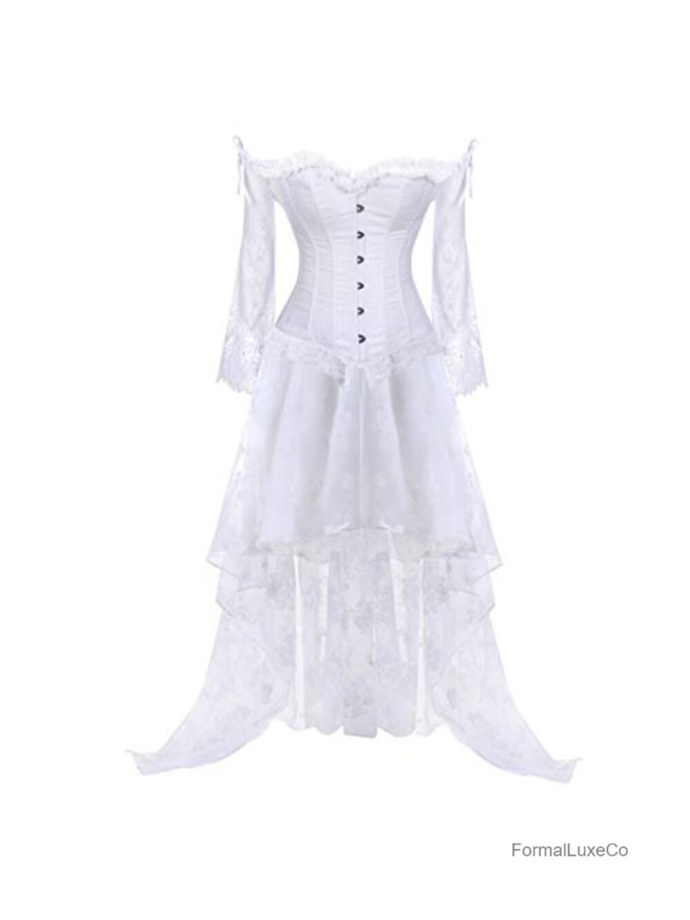 Steampunk Corset Dress High Low Burlesque Costume Set